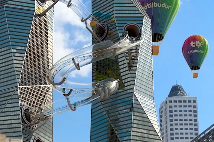 TatilBudur'un Yeni CGI Reklam Kampanyasında Plazaların  Arasından Dev Su Kaydırağı Geçiyor!