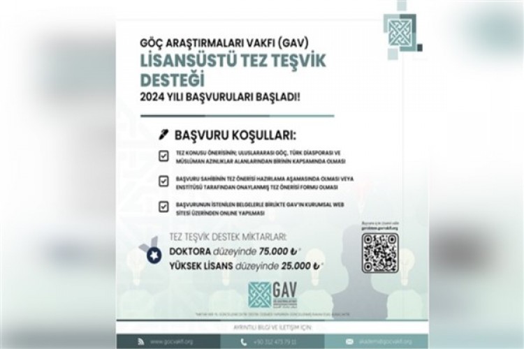 Göç Araştırmaları Vakfı 'Lisansüstü Tez Teşvik Desteği Başvuruları' açıldı