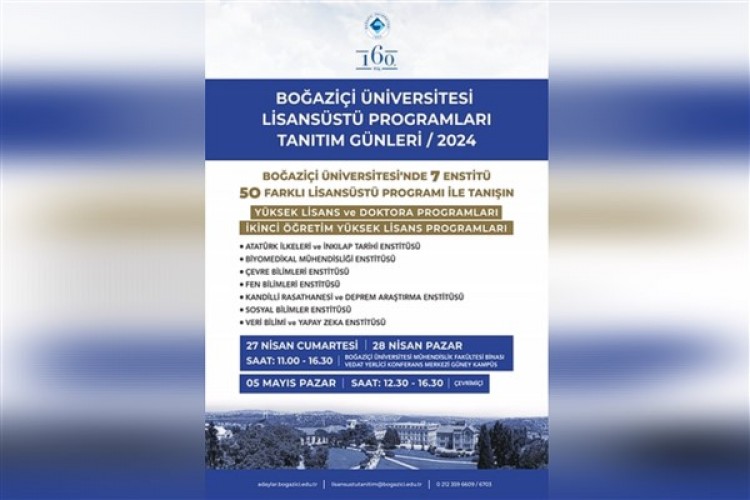 Boğaziçi Üniversitesi'nde 7 enstitüde 50 lisansüstü program tanıtılacak
