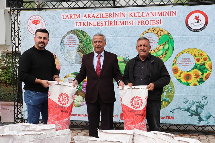 Samsun'da çiftçilere kanola tohumu dağıtıldı
