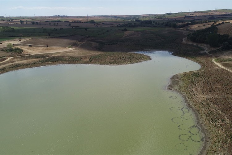 Tekirdağ'da Bıyıkali Göleti'nin su seviyesi azaldı