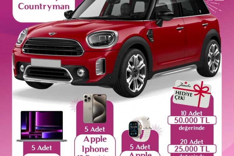 Jumbo'dan özel çekilişle Mini Cooper Countryman hediye
