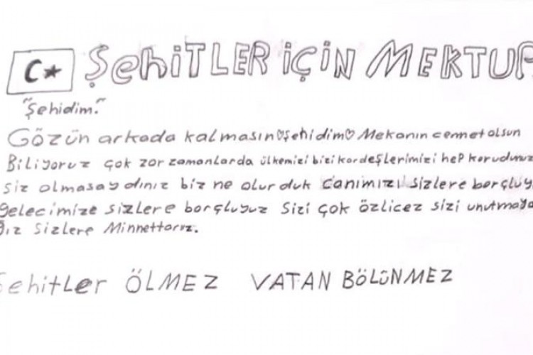 Koruma altındaki çocuklar Mehmetçiğe mektup yazdı