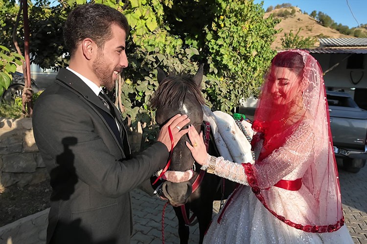 Şırnak'ta atla gelin alma geleneği yaşatılıyor
